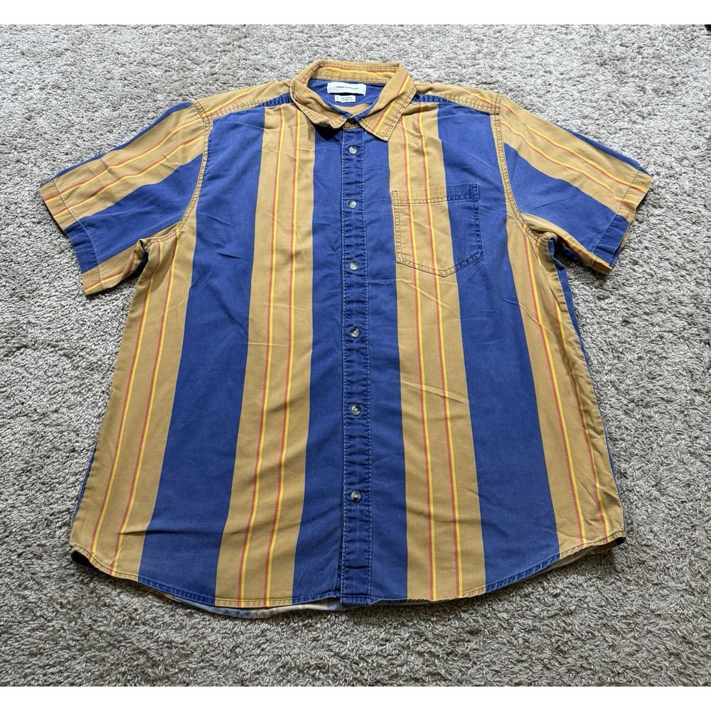 Urban Outfitters Blue‎ Tan Colorblock Shirt Urban Retro Party Y2K Striped L